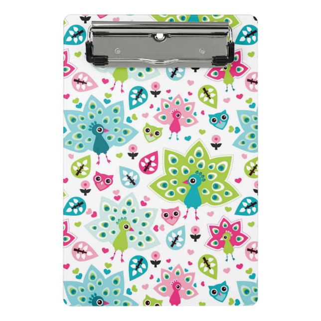 Mini Porte-bloc oiseau et hibou de paon (Devant)