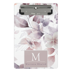 Mini Porte-bloc Oiseaux floraux baby shower nature violet et blanc