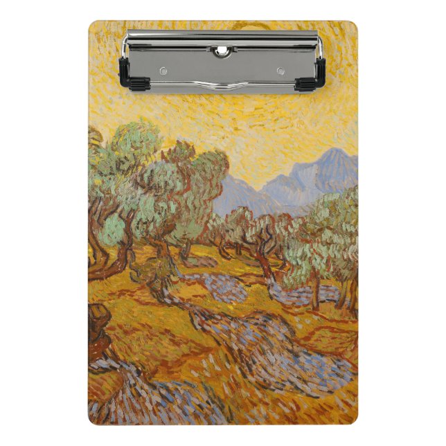 Mini Porte-bloc Oliviers de Van Gogh Soleil Jaune Ciel (Devant)