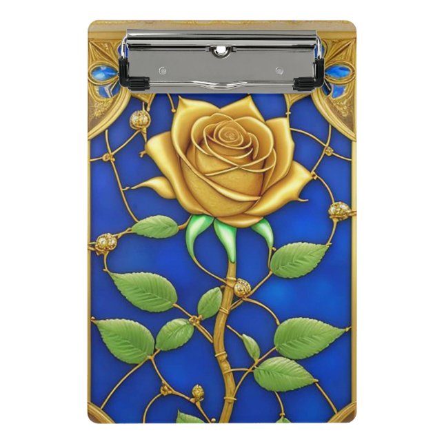 Mini Porte-bloc Ornement Rose Doré Artwork (Devant)