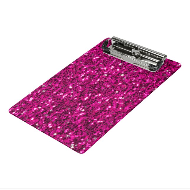 Mini Porte-bloc Pailletés rose chaud faux brillant (Angle3)