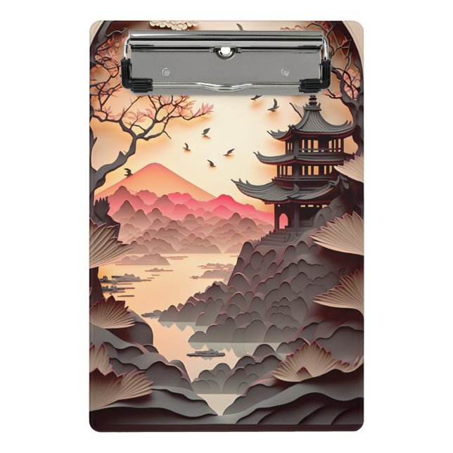 Mini Porte-bloc Papier de scène chinois ancien coupé Mini Porte -  (Devant)