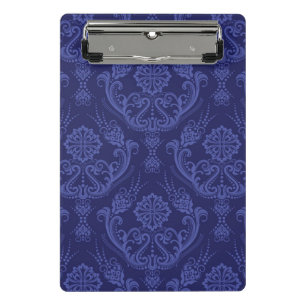 Mini Porte-bloc Papier peint floral bleu de luxe de damassé