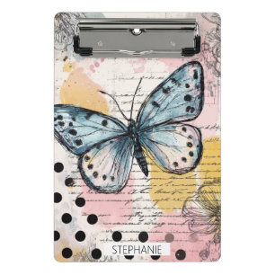 Mini Porte-bloc Papillon aquarelle bleu art boho nature