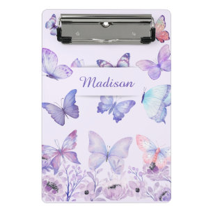 Mini Porte-bloc Papillons Aquarelle Fleurs Sauvages Jardin Lilas