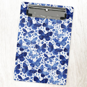 Mini Porte-bloc Papillons Motif aquarelle bleu