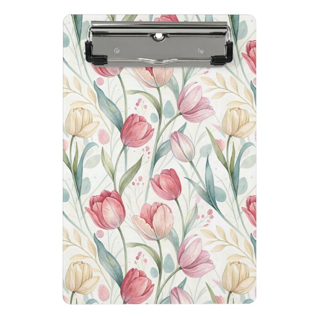Mini Porte-bloc Pattern Watercolor Modern Tulips (Devant)