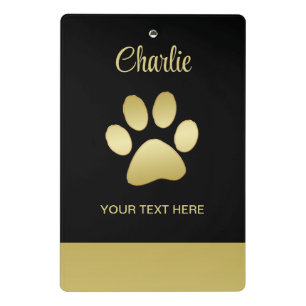 Mini Porte-bloc Paw chien brillant or sur arrière - plan noir