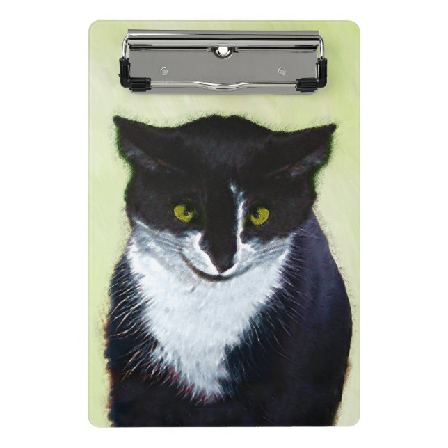 Mini Porte-bloc Peinture de chat Tuxedo - Cute Original Cat Art (Devant)