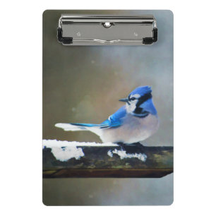 Mini Porte-bloc Peinture Jay Bleu - Art Oiseau Original