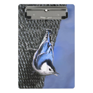 Mini Porte-bloc Peinture Nuthatch à poitrine blanche Art original