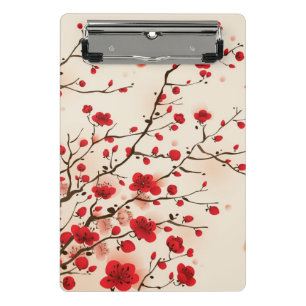 Mini Porte-bloc Peinture orientale de style, fleur de prune au
