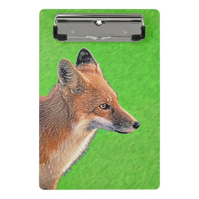 Mini Porte-bloc Peinture Red Fox - Art original de la faune (Devant)