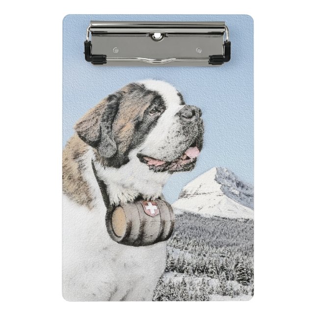 Mini Porte-bloc Peinture Saint Bernard - Cute Original Chien Art (Devant)