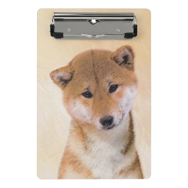 Mini Porte-bloc Peinture Shiba Inu (Rouge) - Art Chien original (Devant)
