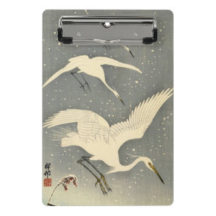 Mini Porte-bloc Perching Herons in Snow par Ohara Koson