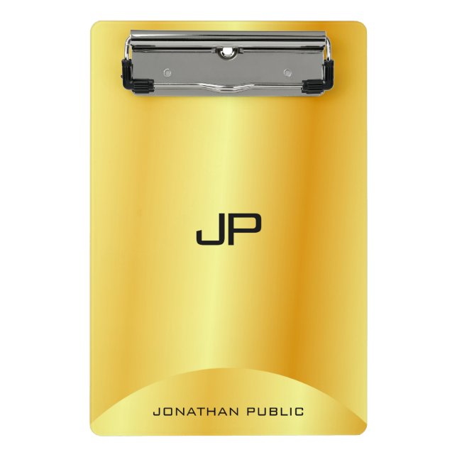 Mini Porte-bloc Personnalisé Faux Gold Elegant Monogramme Modèle m (Devant)