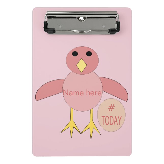 Mini Porte-bloc Personnalisé rose Anniversaire fille poussin Mini  (Devant)