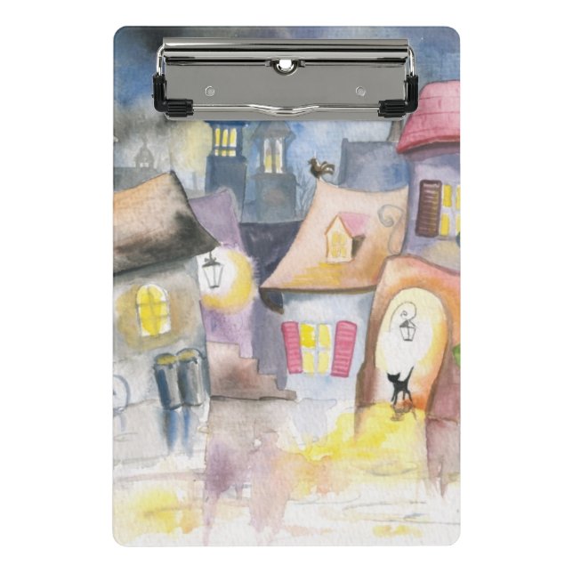 Mini Porte-bloc Petite ville la nuit (Devant)