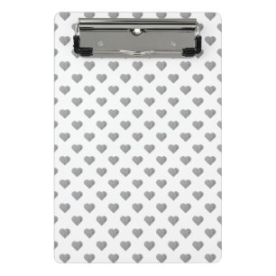 Mini Porte-bloc Petits Coeurs Gris Béton Symétrique sur Blanc