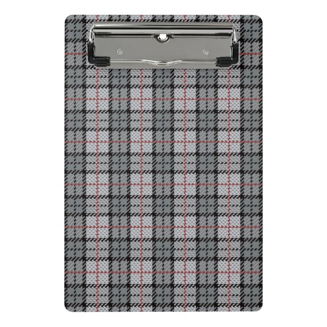 Mini Porte-bloc Plaid de pixel dans le gris avec la rayure rouge (Devant)