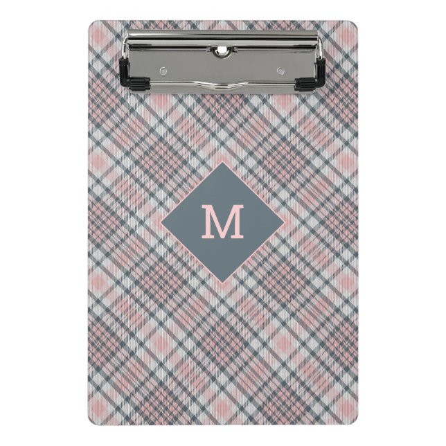 Mini Porte-bloc Plaid Monogramme personnalisé / Motif Tartan (Devant)