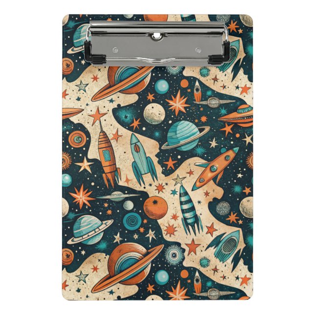 Mini Porte-bloc Planète de fusée spatiale rétro Pépinière orange s (Devant)
