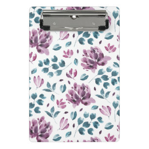 Mini Porte-bloc Planificateur floral pivoine pourpre aquarelle