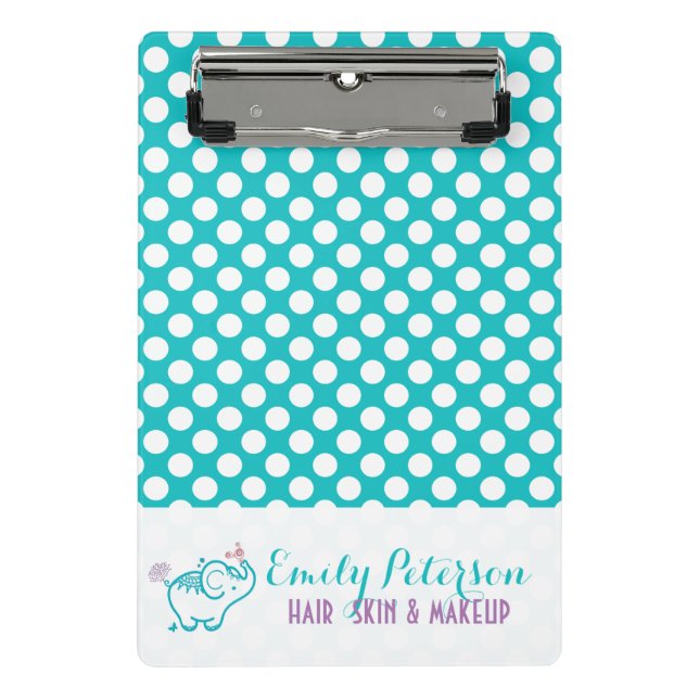 Mini Porte-bloc Point Polka Blanc Et Arrière - plan Turquoise (Devant)