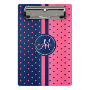 Mini Porte-bloc Pois bleus et roses de Navy - Monogramme