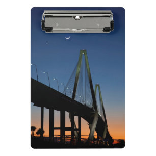 Mini Porte-bloc Pont de Jr. d'Arthur Ravenel au crépuscule