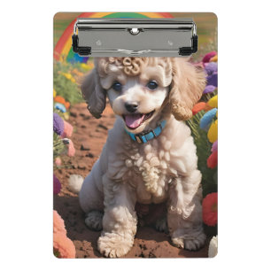 Mini Porte-bloc Poodle mignon Fleur colorée et arc-en-ciel