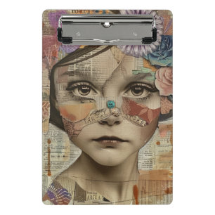 Mini Porte-bloc Portrait d'art en collage multimédia (10)