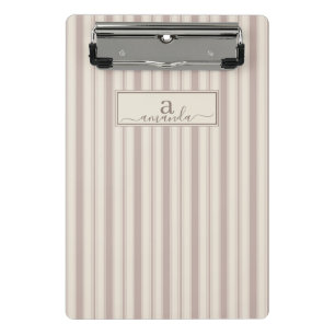 Mini Porte-bloc Rayure rustique initiale beige et taupe de ferme
