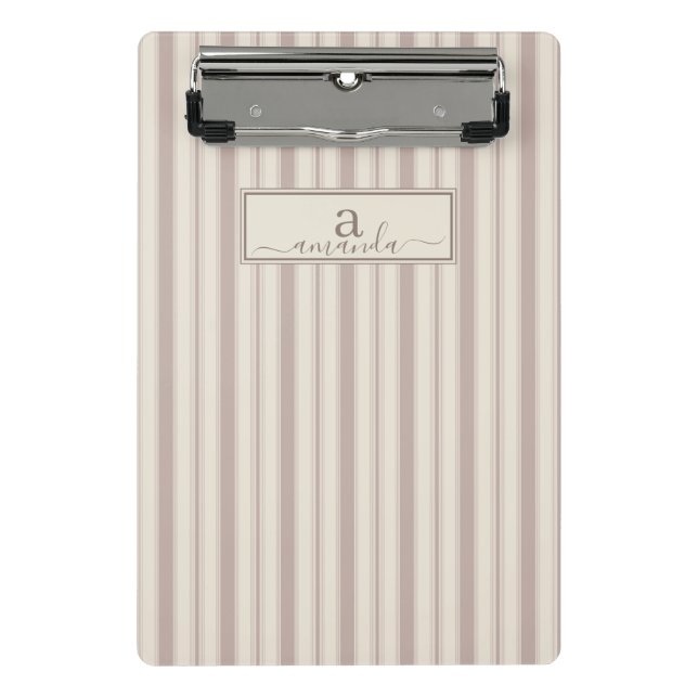 Mini Porte-bloc Rayure rustique initiale beige et taupe de ferme (Devant)