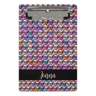 Mini Porte-bloc Rhinestone coloré avec nom personnalisé