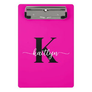 Mini Porte-bloc Rose Chaude Monogramme Noir
