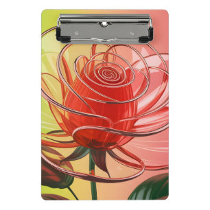 Mini Porte-bloc Rose en verre translucide 3D moderne