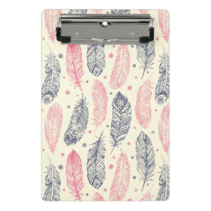 Mini Porte-bloc Rose et motif ethnique pourpre de plume