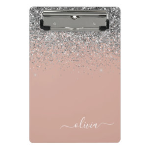 Mini Porte-bloc Rose Gold Fard Rose Argent Pailleté Monogramme Fém