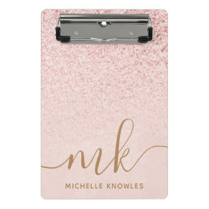 Mini Porte-bloc Rose Gold Pailleté Lettres Initiales et Nom de Lux