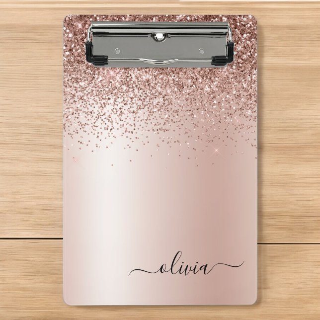 Mini Porte-bloc Rose Gold - Rose Pâle Pailleur Métal Monogramme No (Créateur téléchargé)