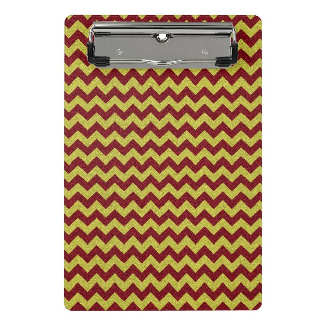 Mini Porte-bloc Rouge & Or Paillettes Zig Zag (Devant)