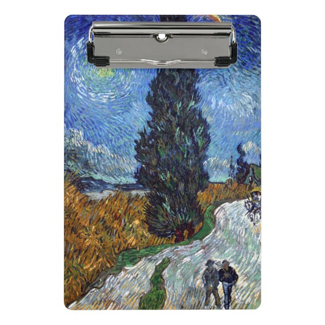 Mini Porte-bloc Route avec cyprès de Van Gogh Impressionnisme (Devant)