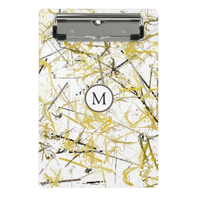 Mini Porte-bloc Scribbles Abstraits - moutarde et Brown (Devant)