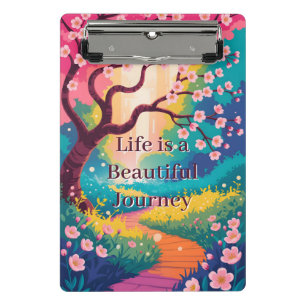 Mini Porte-bloc Sentier printanier vibrant sous les fleurs de ceri