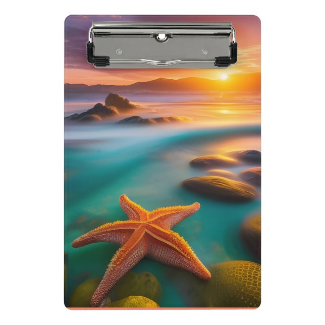 Mini Porte-bloc Starfish sur la plage à Dawn (Devant)