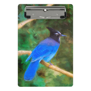 Mini Porte-bloc Steller's Jay Painting - Art original pour oiseaux