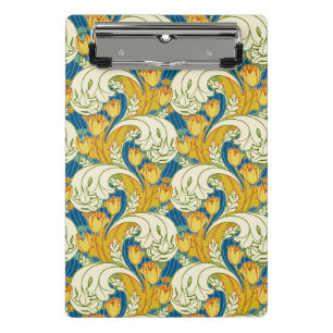 Mini Porte-bloc Style William Morris Tulp Tissu Floral sarcelle et