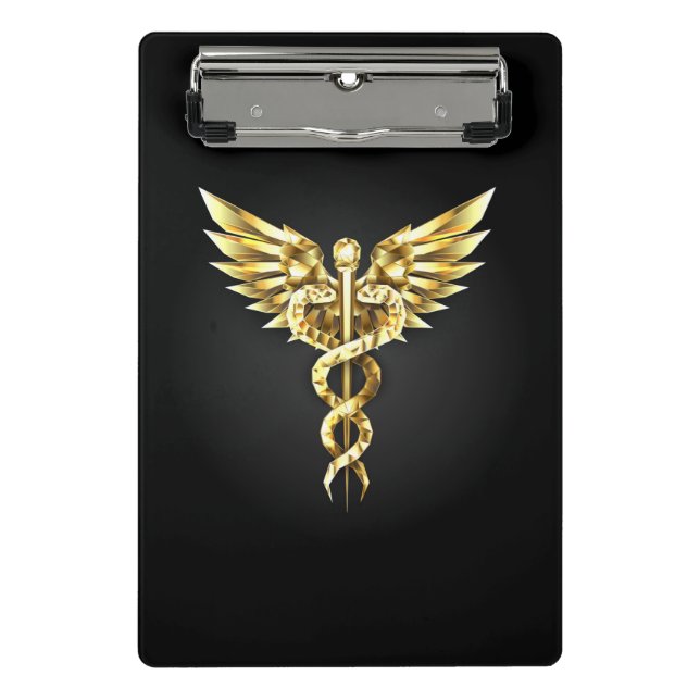 Mini Porte-bloc Symbole Polygonal Or Caduceus (Devant)